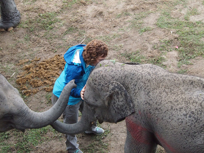 Janie with elephant